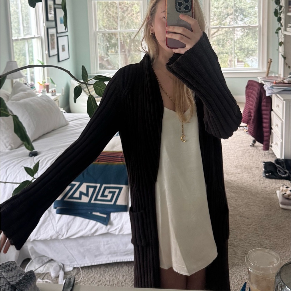 Max Studio Brown Ribbed Cardigan